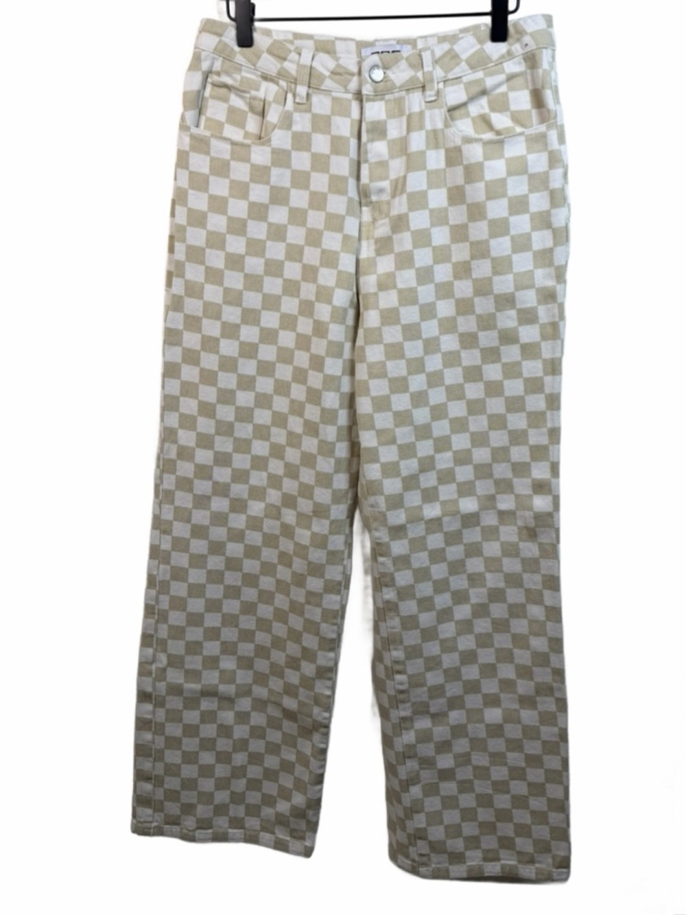 RSQ Beige and White Checkerboard Jeans